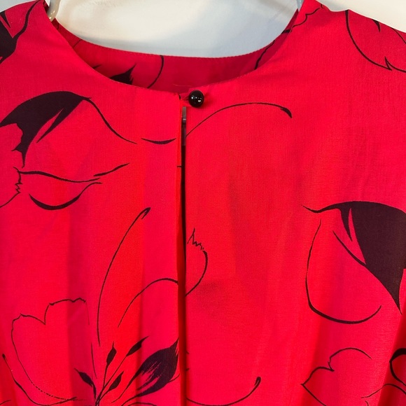 Vintage Sunshine Alley Puff Sleeve Red & Black MIDI Dress, size Medium - Picture 4 of 7